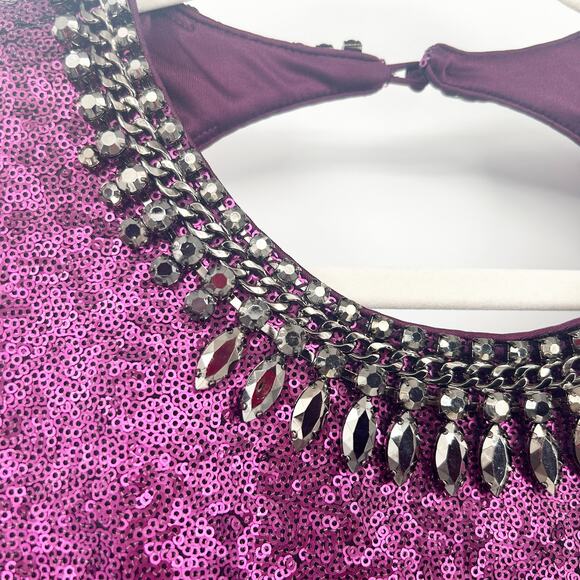 Laundry By Shelli Segal Evening Party Embellished Sequin Cocktail Dress Size 4 - Picture 2 of 8